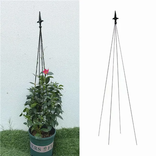 Fekete acél növénytámasz futónövényekhez, 150 cm