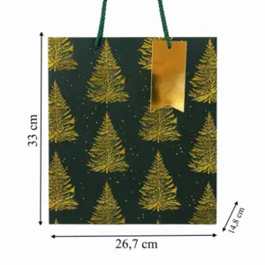 Fenyőmintás karácsonyi ajándéktasak, 12 db, 33 × 26,8 × 14,7 cm