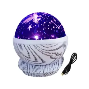 Forgó LED csillagprojektor és éjjeli lámpa, 360°, USB, fehér