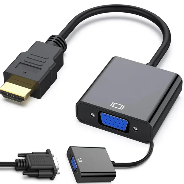 HDMI–VGA (D-sub) átalakító adapter, 1080p, fekete