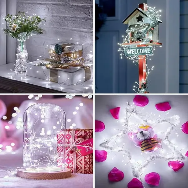 Hidegfehér USB-s fényfüzér, 300 LED, 9 m, 8 mód, távirányítóval