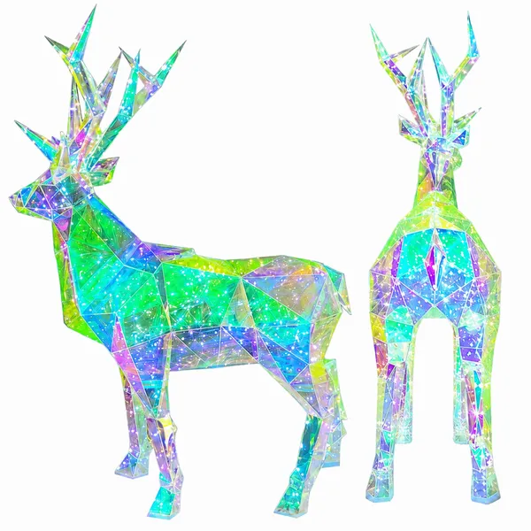 Holografikus LED rénszarvas, 90 cm, hideg fehér, kültéri karácsonyi dekoráció