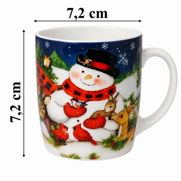 Karácsonyi bögre 200 ml, mikulásos, hóemberes és karácsonyfás mintával