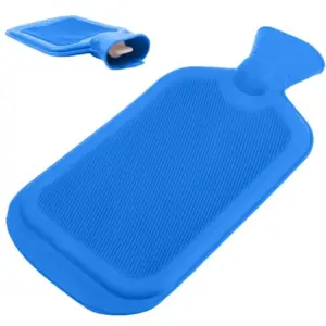 Kék melegvizes palack, 2 l, 34 × 19 cm, tömített csavaros kupakkal