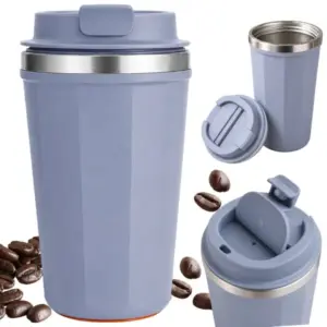 Kék termobögre, 380 ml, rozsdamentes acél, tapadókorongos talppal