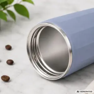 Kék termobögre, 380 ml, rozsdamentes acél, tapadókorongos talppal