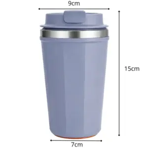 Kék termobögre, 380 ml, rozsdamentes acél, tapadókorongos talppal