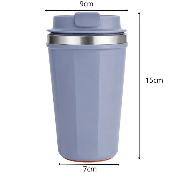 Kék termobögre, 380 ml, rozsdamentes acél, tapadókorongos talppal