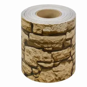 Kőmintás PVC kerítéstakaró szalag, 19 cm × 35 m, UV-álló, 20 kapoccsal