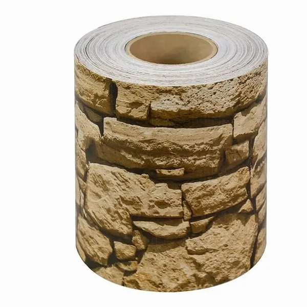 Kőmintás PVC kerítéstakaró szalag, 19 cm × 35 m, UV-álló, 20 kapoccsal
