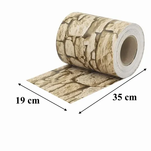 Kőmintás PVC kerítéstakaró szalag, 19 cm × 35 m, UV-álló, 20 kapoccsal