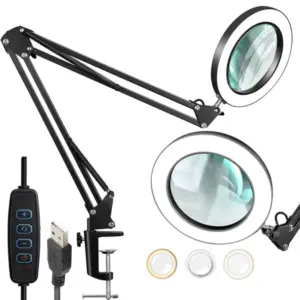 Kozmetikai LED-es nagyítós lámpa, USB, 9,5 cm-es lencse, fekete