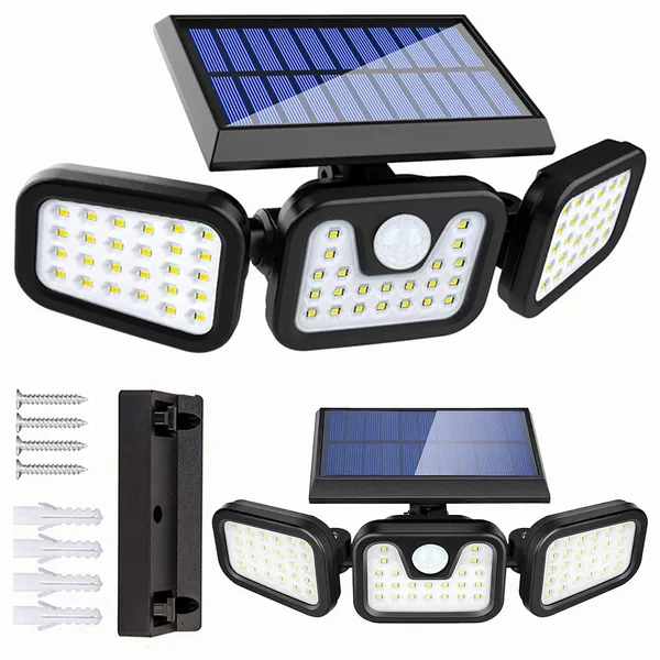 Kültéri napelemes lámpa 74 LED-del, mozgás- és alkonyérzékelővel, 800 lm