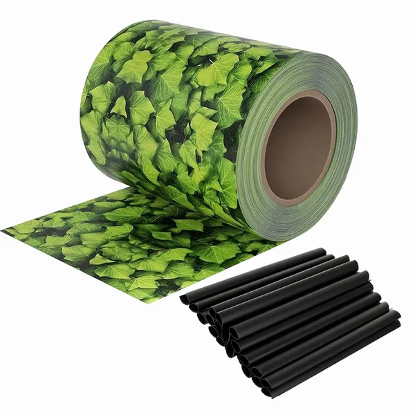 Levélmintás PVC kerítéstakaró szalag, 19 cm × 35 m, UV-álló