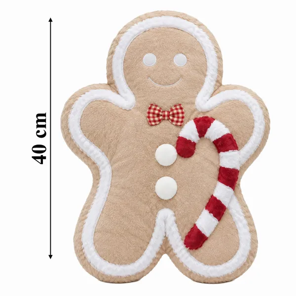 Mézeskalácsfigura alakú karácsonyi díszpárna, 40 cm