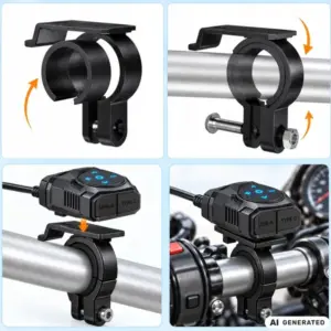 Motoros kormánytöltő, 54 W, USB-A és USB-C, Bluetooth-vezérléssel