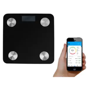 Okos testösszetétel-mérleg Bluetooth-kapcsolattal, 180 kg, fekete