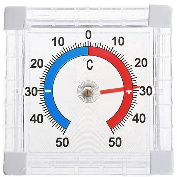 Öntapadós kültéri analóg ablakhőmérő, −50–+50 °C, 7,5 × 7,5 cm
