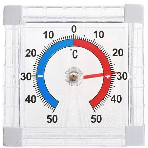 Öntapadós kültéri analóg ablakhőmérő, −50–+50 °C, 7,5 × 7,5 cm
