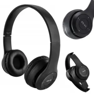 P47 vezeték nélküli Bluetooth fejhallgató mikrofonnal, FM-rádióval, fekete