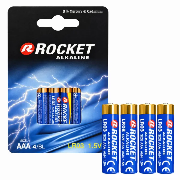 Rocket AAA alkáli elem LR03, 1,5 V, 4 darabos csomag
