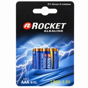 Rocket AAA alkáli elem LR03, 1,5 V, 4 darabos csomag