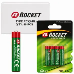 Rocket AAA R03 cink-szén mikroelem, 1,5 V, 4 db