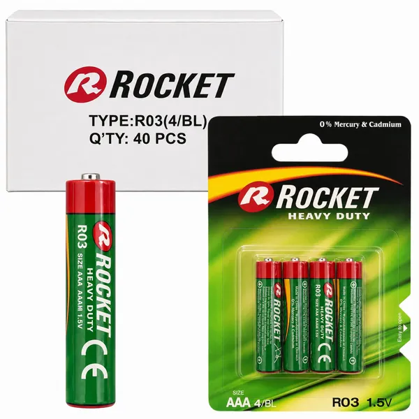 Rocket AAA R03 cink-szén mikroelem, 1,5 V, 4 db