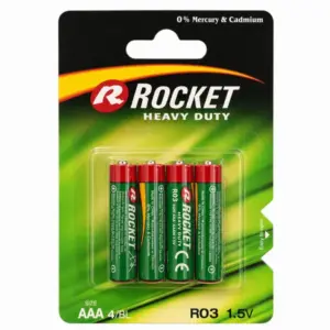 Rocket AAA R03 cink-szén mikroelem, 1,5 V, 4 db