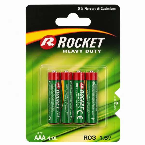 Rocket AAA R03 cink-szén mikroelem, 1,5 V, 4 db