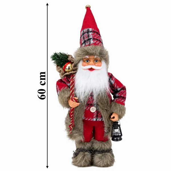 Skandináv Mikulás figura, 60 cm, álló beltéri karácsonyi dekoráció