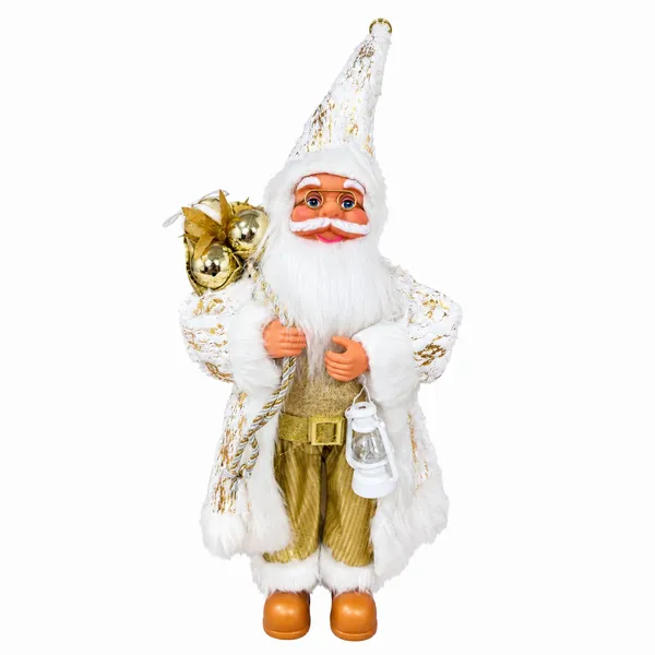 Skandináv Mikulás figura, fehér-arany, 60 cm, álló karácsonyi dekoráció