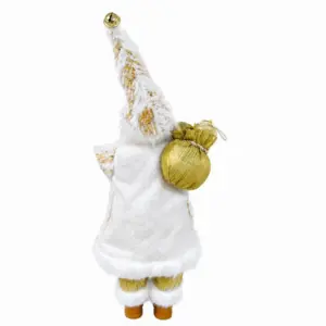 Skandináv Mikulás figura, fehér-arany, 60 cm, álló karácsonyi dekoráció
