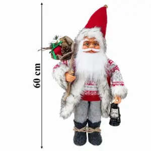 Skandináv stílusú álló Mikulás-figura, 60 cm – karácsonyi dekoráció