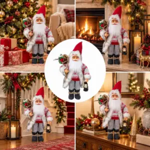 Skandináv stílusú álló Mikulás-figura, 60 cm – karácsonyi dekoráció