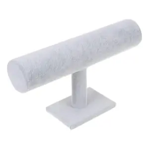 Szürke velúrhatású ékszertartó állvány órákhoz és karkötőkhöz, 24 cm