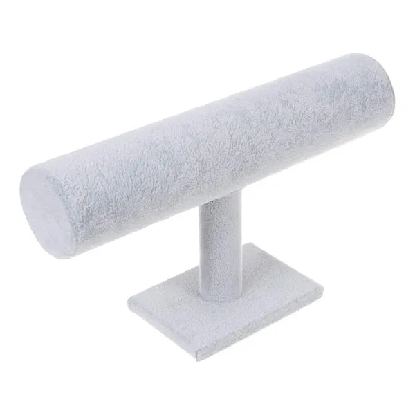 Szürke velúrhatású ékszertartó állvány órákhoz és karkötőkhöz, 24 cm