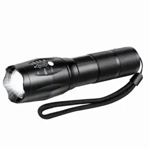T6 LED taktikai zseblámpa, 10 W, 200 lm, állítható fókusz, IP45