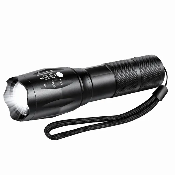 T6 LED taktikai zseblámpa, 10 W, 200 lm, állítható fókusz, IP45