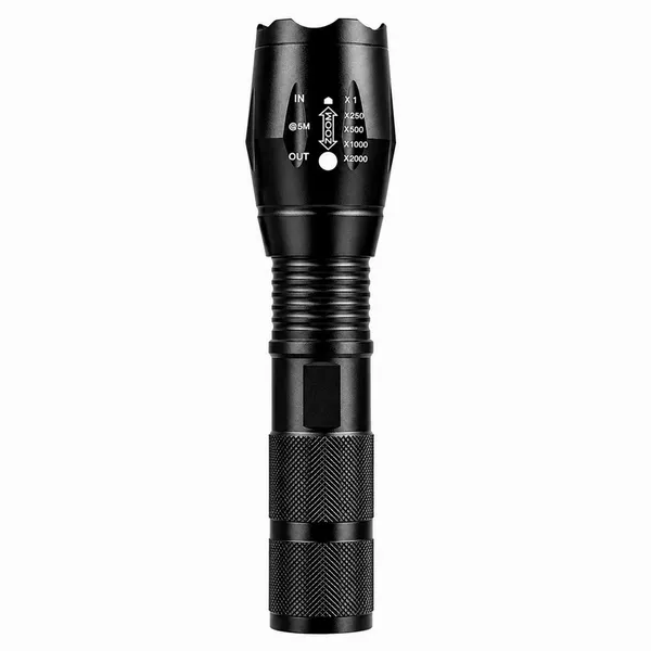 T6 LED taktikai zseblámpa, 10 W, 200 lm, állítható fókusz, IP45