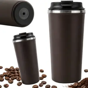 Termobögre 500 ml, tapadókorongos talppal, rozsdamentes acél, barna