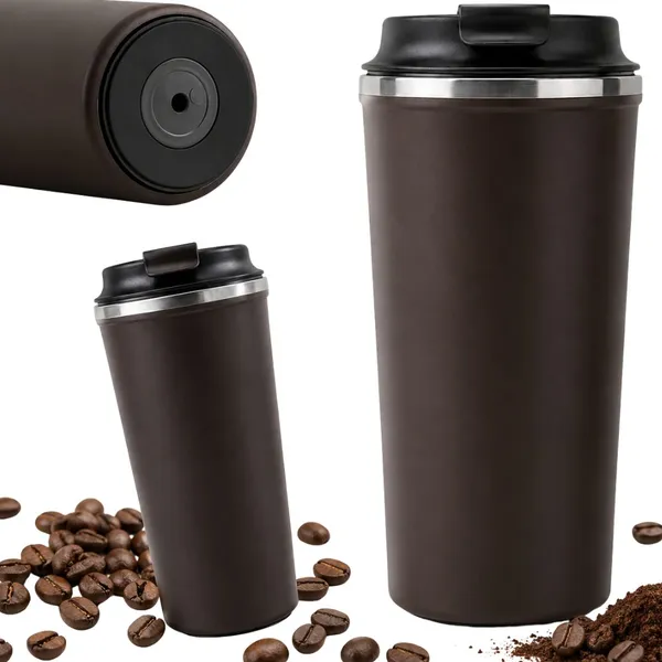Termobögre 500 ml, tapadókorongos talppal, rozsdamentes acél, barna