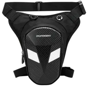 Vízlepergető motoros combtáska, fényvisszaverő, karbonmintás, fekete