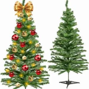 Zöld műfenyő 90 cm, sűrű ágakkal és műanyag talppal